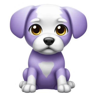 Purple Chibi Dog with Folded ears, white face, white paws, black eyes, Full Body sticker