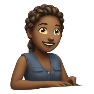 An enthusiastic young artist and behind her computer sticker