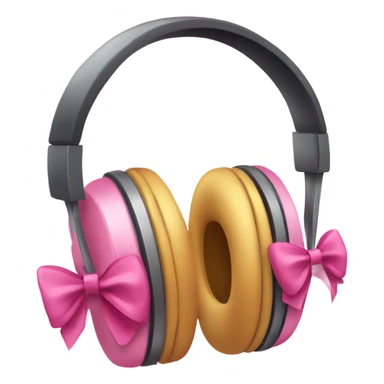 pink bow on headphones  sticker