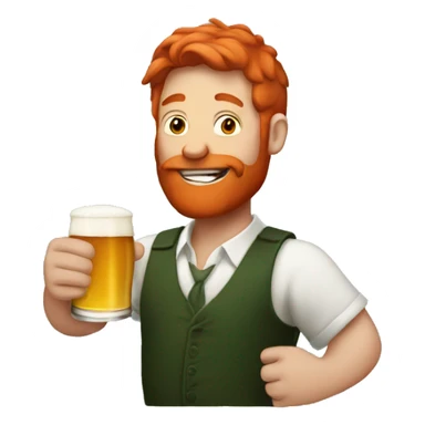 Red hair man drinking a beer  sticker