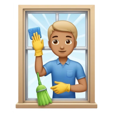 Man cleaning window sticker