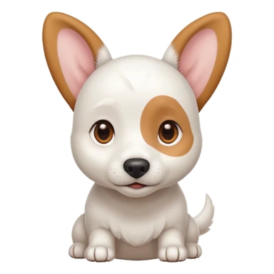 White dog with brown eyes and some long white body and white ears with brown spots curved on the sides sticker