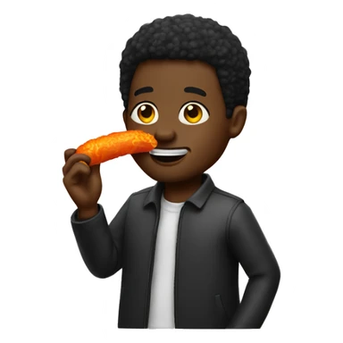 Black man eating a hot Cheeto sticker
