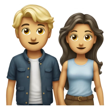 Ragazza bionda che abbraccia un ragazzo bruno e un bambino bruno sticker