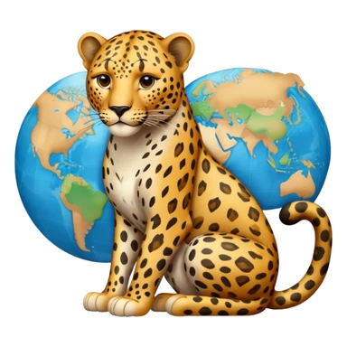 leopard with the worlds map on his fur sticker