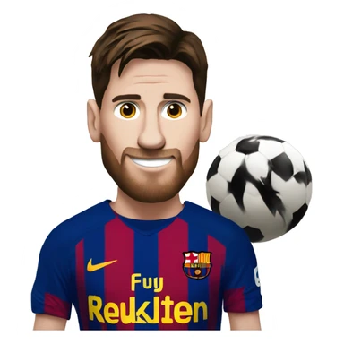 Messi with a sign that says Andres B. sticker