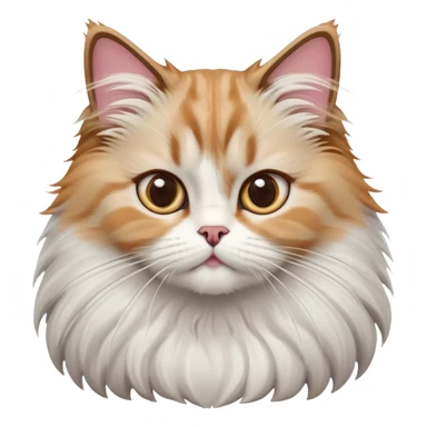 cinematic-adorable-big-eyed-fluffy-ragdoll-cat-portrait-emoji,-head-tilted-playfully-with-a-sweet-expression,-fluffy-white and grey-fur,-simplified-yet-irresistibly-cute-features-with-large,-expression, solid ginger persian cat sticker