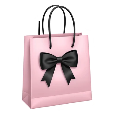 Light pink shopping gift bag with black bow sticker