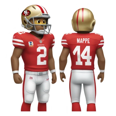 Mbappe wearing a 49ers jersey sticker
