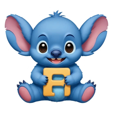 Cute Stitch with the alphabet f sticker