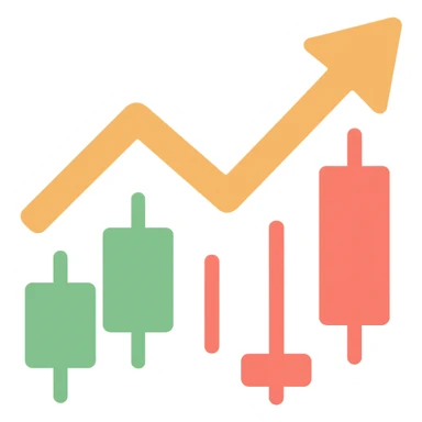 trading icon with candlestick chart elements, clean and modern sticker