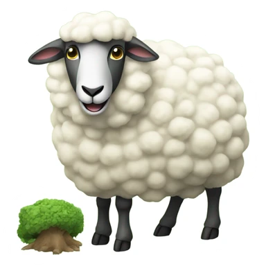 a sheep eats under a tree sticker