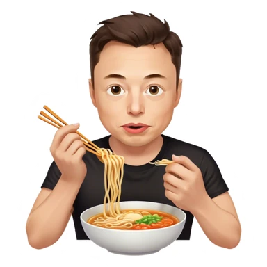 elon musk eating ramen sticker