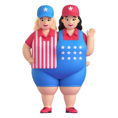 cheerful plus-size person with American hat sticker