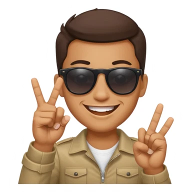face with sunglasses, grinning, making finger guns gesture sticker