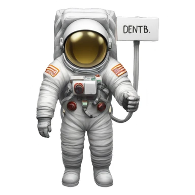 cosmonaut in a spacesuit and a sign in his hands with the inscription "DenTB" sticker