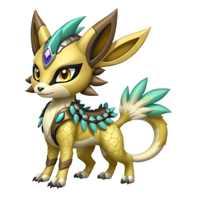 Colorful masked armored leathery scaly furry Futuristic Meloetta-Manectric-Solgaleo-Raikou-Pokémon-Digimon-Fakémon-fusion-hybrid-creature sticker