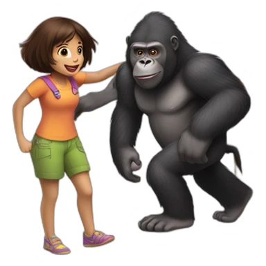 Gorilla carrying dora the explorer towards an open door sticker