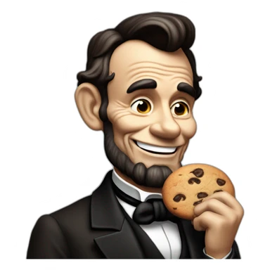 Abraham Lincoln giggling while he eats a chocolate chip cookie  sticker