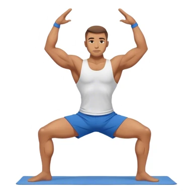 buff man blue shorts warrior-II-yoga sticker