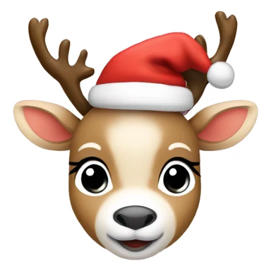 baby reindeer with santa hat  sticker