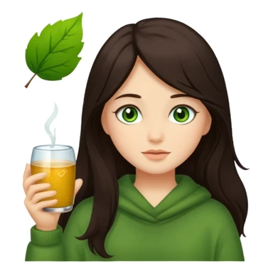 Cozy girl long dark brown hair and green/ hazel eyes sticker