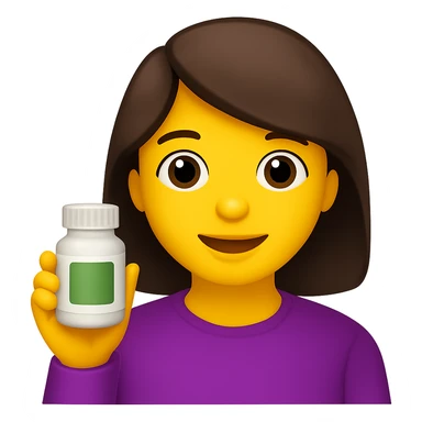 DONNA STILE EMOJI IPHONE CON BOCCETTA DI INTEGRATORE IN MANO, 4K sticker