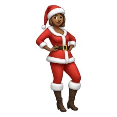 woman dressed as santa for christmas who strikes the pose full height sticker