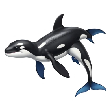 Black and white Orca-reptile-reptilian-lizard-skink-gecko-Digimon-Fakémon-hybrid full body, two legs, two arms, claws, tail sticker
