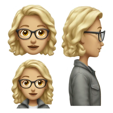 Blonde girl with glasses, and grey bomber jacket sticker