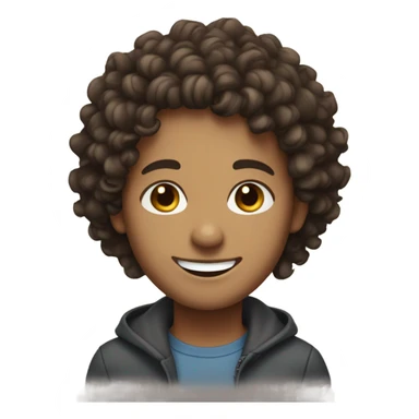 White fiel with curly and dark Brown eyes smiking sticker