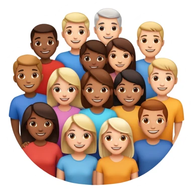 Diverse group of people standing together in a circle, happy faces sticker