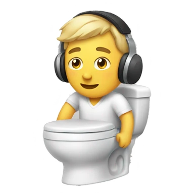 Man on toilet wearing headset sticker