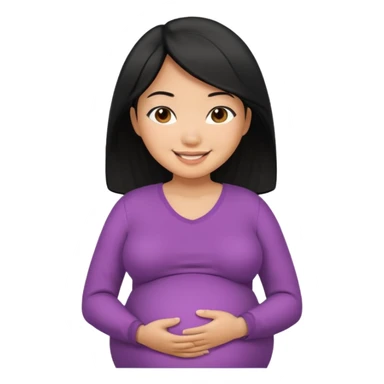 pregnant asian woman with black hair sticker