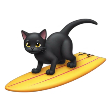 Black cat surf dinosaure sticker