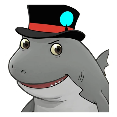 Shark with a top hat sticker