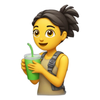 Chica sosteniendo un trago sticker