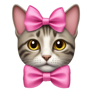 cat with a pink bow on its head small sticker