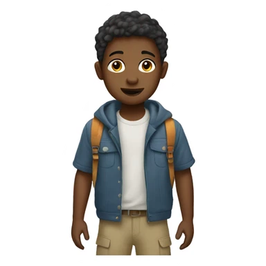 Boy wearing a Camp sticker