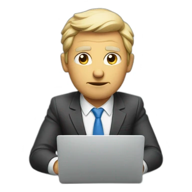 Ceo setting in office and doing work in his laptop in very serious mood sticker