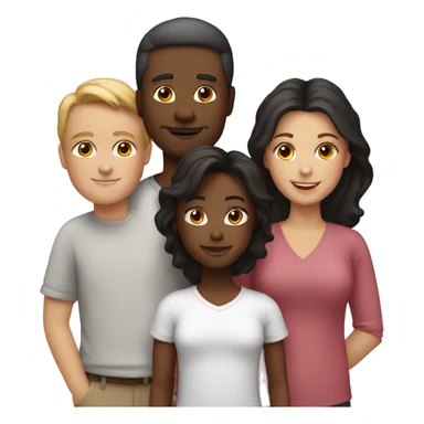 2 white parents 1 black daughter, 2 white sons, 1 white daughter  sticker