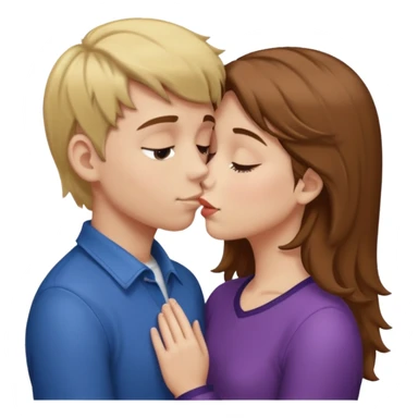 girl with brown hair kissing boy with blond hair sticker
