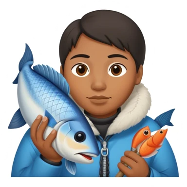 inuit with fish photrealistic sticker