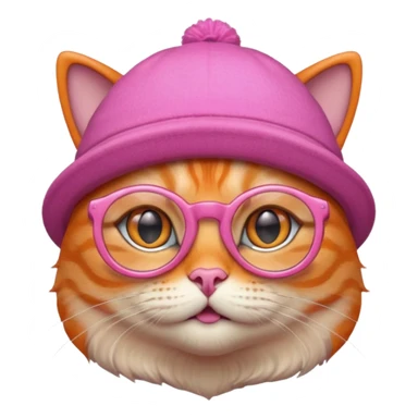 orange alien cat with pink hat  and spectacles sticker