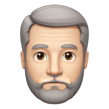 50 yr old white man, pale skin, dark grey hair with some brown highlights, side swept part, groomed moustache and beard sticker