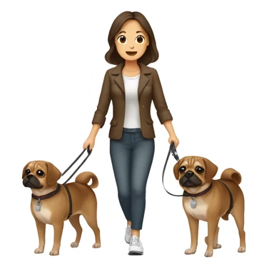Mid 30s filipina walking two brown pugaliers on leash sticker