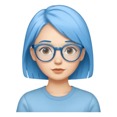lady with baby blue hair, wearing glasses sticker