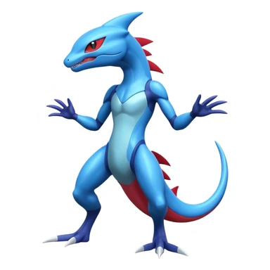 Shiny Blue Smooth Glossy Soft Salamence-Greninja-Inteleon-Scizor-Greninja-Genesect-Bisharp-Pokémon-Fusion, full body sticker