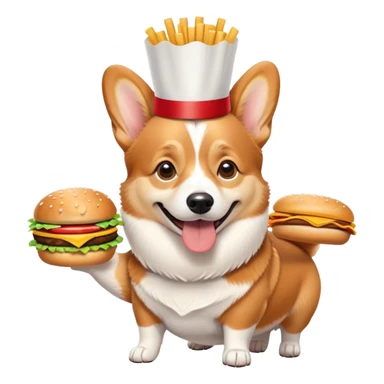 Corgi at a fast food restaurant  sticker