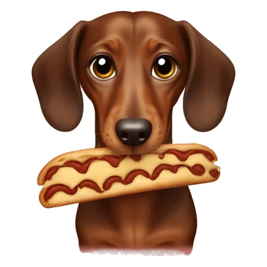 Brown dachshund eating a Dürüm sticker